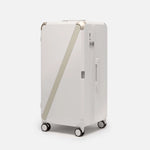 Beige premium checked luggage, The Large Trunk Essential by Armoir, front angle view