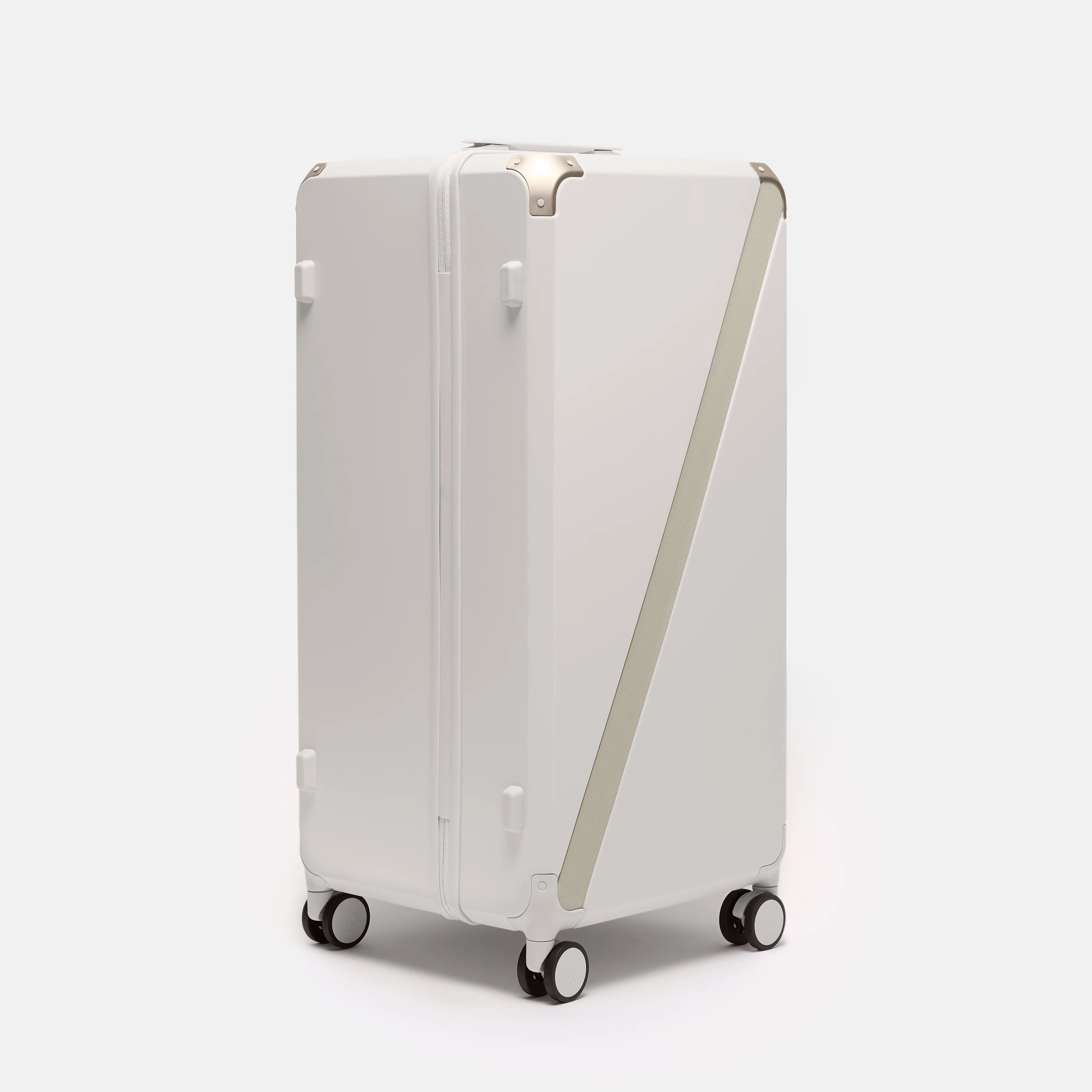Beige premium checked luggage, The Large Trunk Essential by Armoir, front angle view