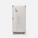 Beige checked suitcase, The Large Trunk Essential by Armoir, side profile